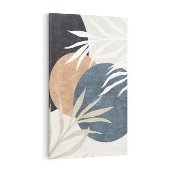 Obraz na płótnie 50x70 - Symfonia skradzionych chwil - cienie liści palmy, beżowe tłó