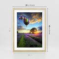 Plakat w ramie 30x40 - Lawendowe Marzenia - lawenda, balony - rama drewno
