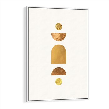 Obraz w ramie 80x120 - Abstrakcyjne Wzory - geometryczne złote kształty, tekstura - rama biała