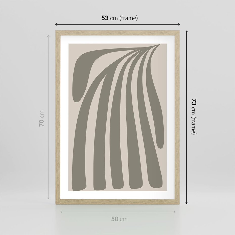 Plakat w ramie 50x70 - Beżowa Delikatność - nowoczesna sztuka, plakat modern - rama drewno