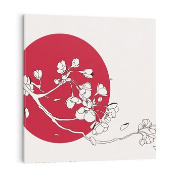 Obraz na płótnie 30x30 - Esencja Zen - kwiatnąca wiśnia, orientalna grafika