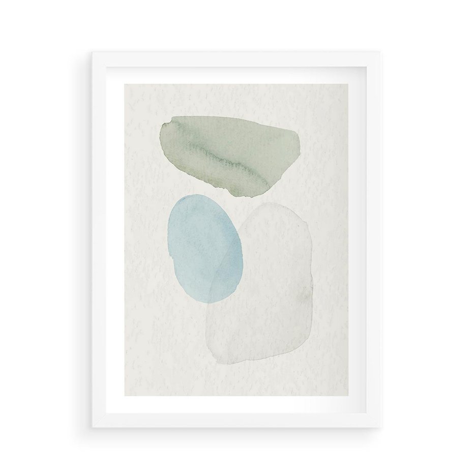 Plakat w ramie 50x70 - Akwarelowa Symfonia Natury - abstrakcyjne delikatne plamy, akwarelowe - rama biała