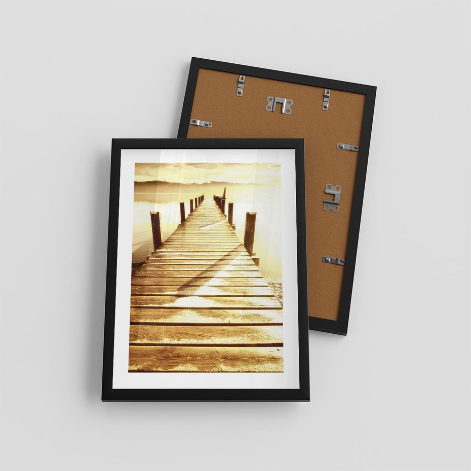 Plakat w ramie 30x40 - Stary pomost w sepia - pomost, sepia - rama czarna