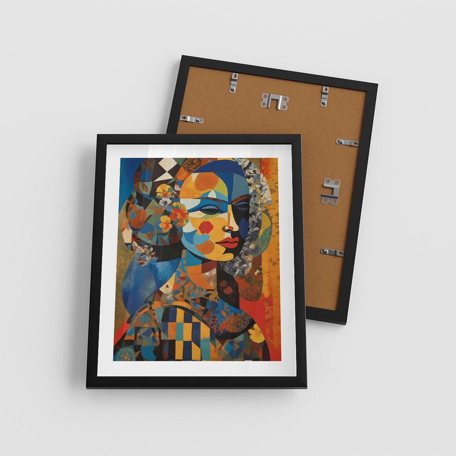 Plakat w ramie 40x50 - Impresje Cichego Szeptu - abstrakcyjny obraz, portret kobiety - rama czarna