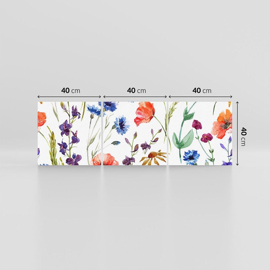 Obraz na płótnie 120x40 - Kwiatowe radości na łące - kwiaty, łączka