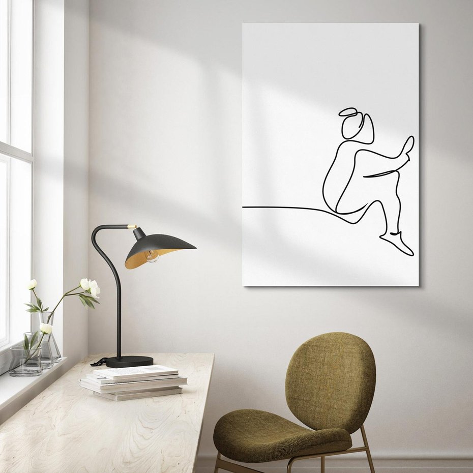 Obraz na płótnie 70x100 - Linie Wewnętrznej Refleksji - line art, szkic