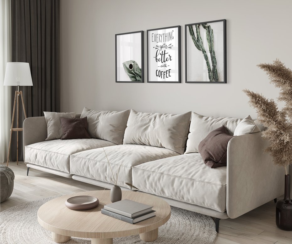 Zestaw obrazy w ramie 50x70 galeria - Kawa, typografia, do, kuchni - rama czarna