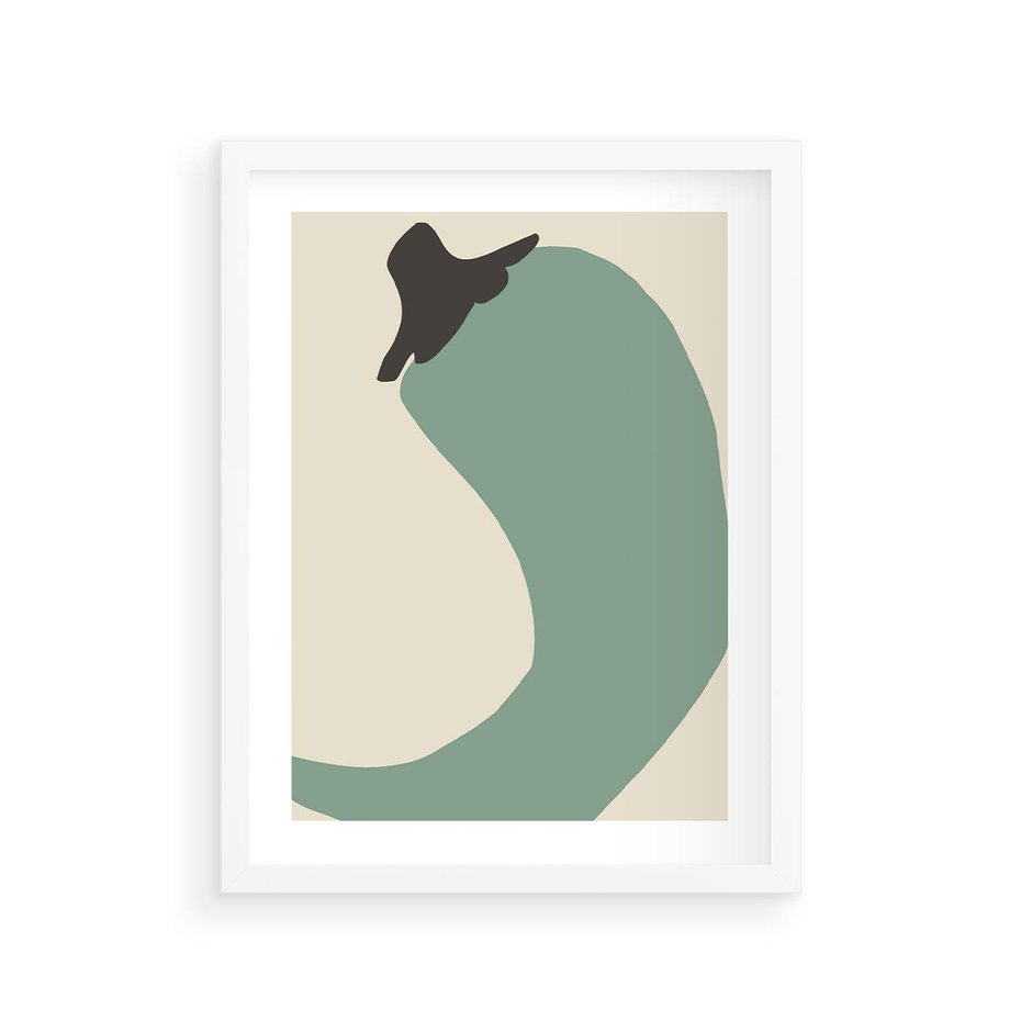 Plakat w ramie 30x40 - Granice Akwareli - abstrakcyjny minimalistyczny obraz, zielona papryczka - rama biała