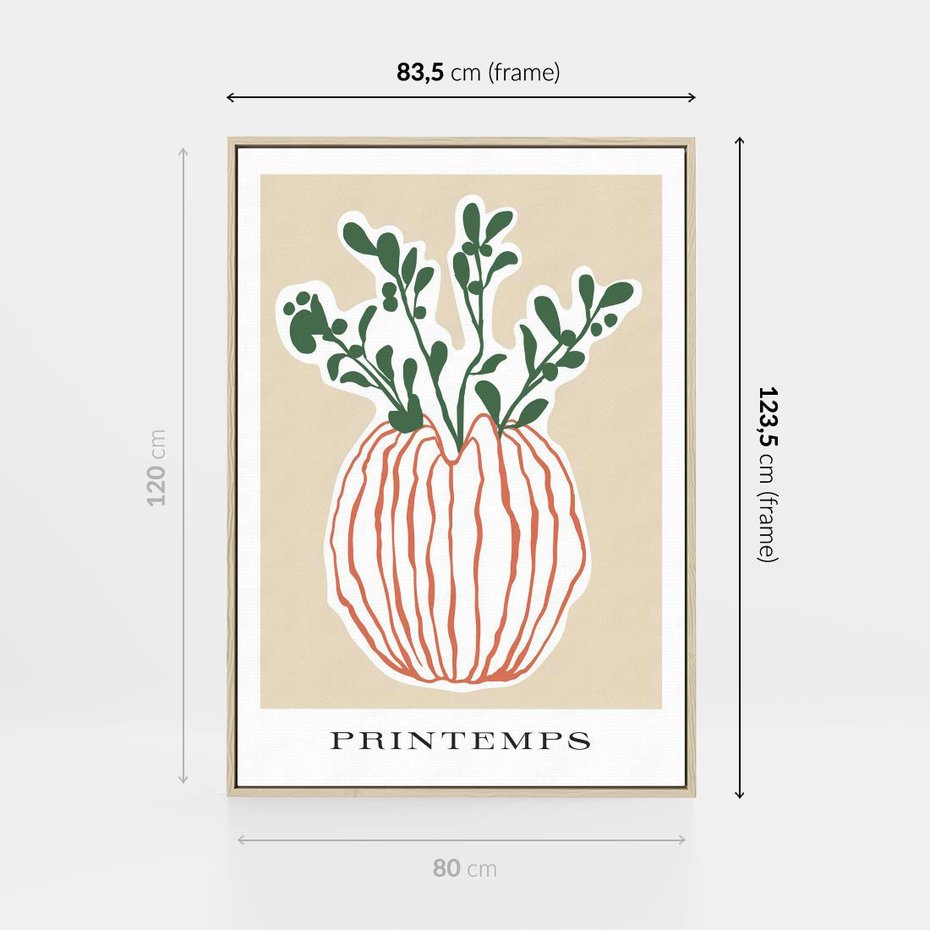 Obraz w ramie 80x120 - Boho Refleksje Natury - gałązki w wazonie, typografia - rama drewno