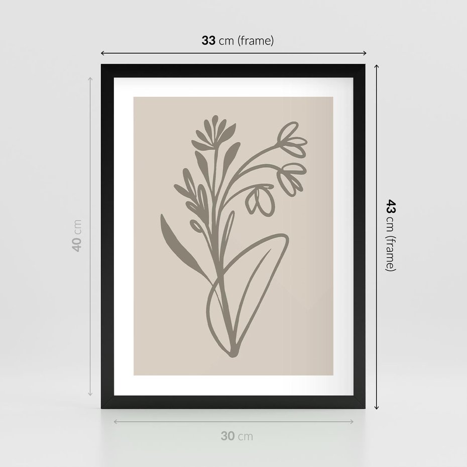 Plakat w ramie 30x40 - Kwiatowe Spektrum - nowoczesny plakat, subtelna sztuka - rama czarna