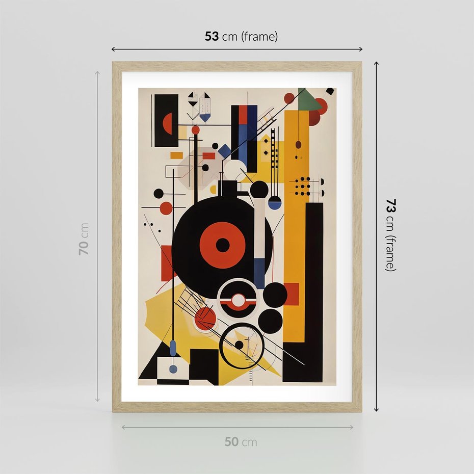 Plakat w ramie 50x70 - Wnętrza Refleksyjnego Światła - modernistyczny obraz, styl bauhaus - rama drewno