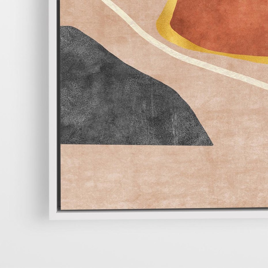 Obraz w ramie 50x50 - Miedziana Ekspresja - abstrakcyjne kształty, plamy - rama biała