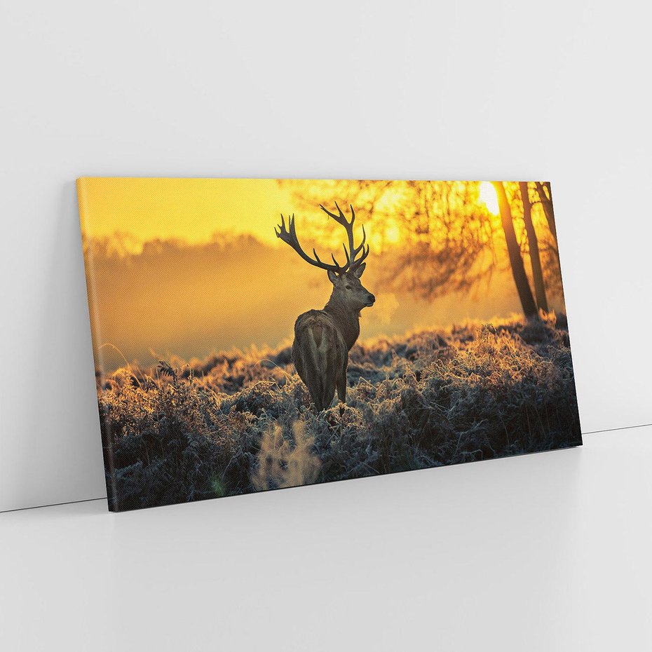 Obraz na płótnie 120x60 - Jesienne Spotkanie w Lesie - jeleń, jesień