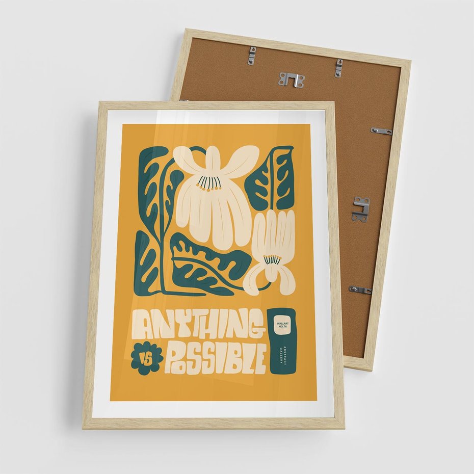 Plakat w ramie 50x70 - Impulsy Harmonii - kwiaty, nowoczesny plakat - rama drewno