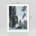 Plakat bez ramy 40x50 - Górska Uroda Zimą: Dom w Śniegu - domek w górach, zima