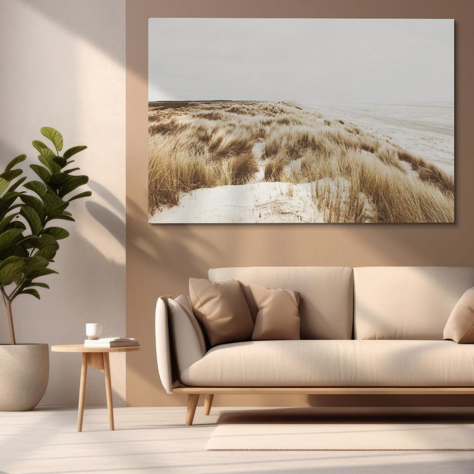 Obraz na płótnie 120x80 - Nadmorskie Wydmy - fotografia, kolory sepii