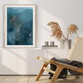 Plakat w ramie 30x40 - Marmurowa Elegancja: Kolory Oceanu - marmur, kolory oceanu - rama drewno