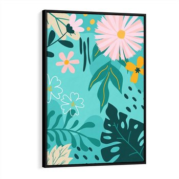 Obraz w ramie 50x70 - Kwiatowe Wibracje - pastelowa kompozycja, kwiaty - rama czarna