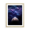 Plakat w ramie 50x70 - Kosmos - Ziemia i Księżyc - kosmos, ziemia - rama drewno