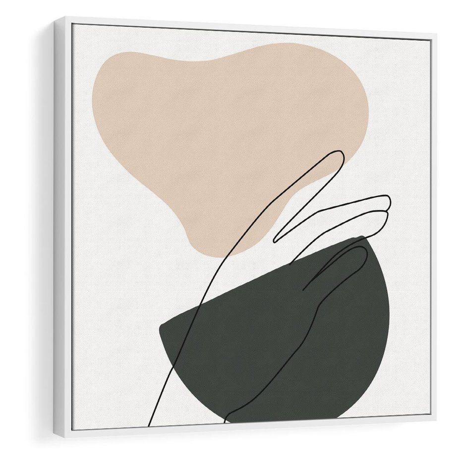 Obraz w ramie 80x80 - Rozkwitająca Opowieść - szkic jedną linią, one lone - rama biała