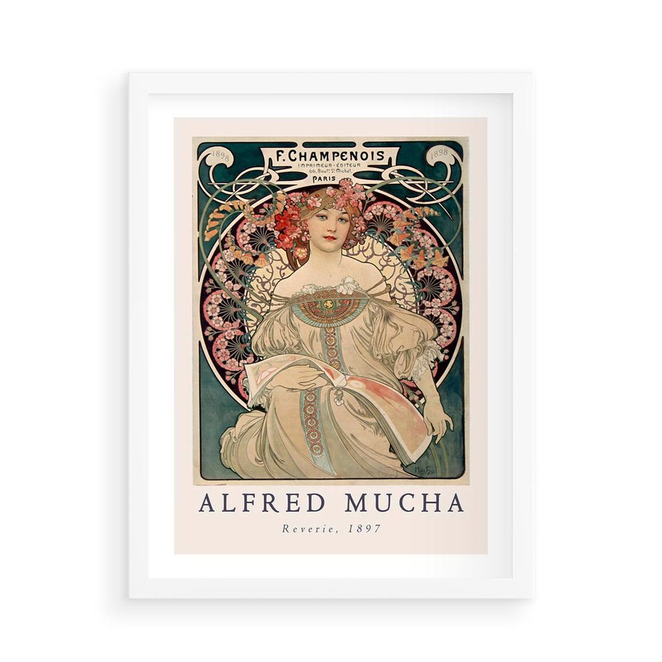 Plakat w ramie 50x70 - Piękno Art Nouveau - plakat, obraz - rama biała