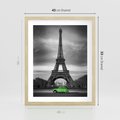 Plakat w ramie 40x50 - Paryskie Romantyczne Spotkanie - Eiffla, samochód - rama drewno