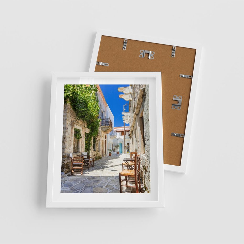 Plakat w ramie 40x50 - Magiczny Spacer - uliczka, perspektywa - rama biała