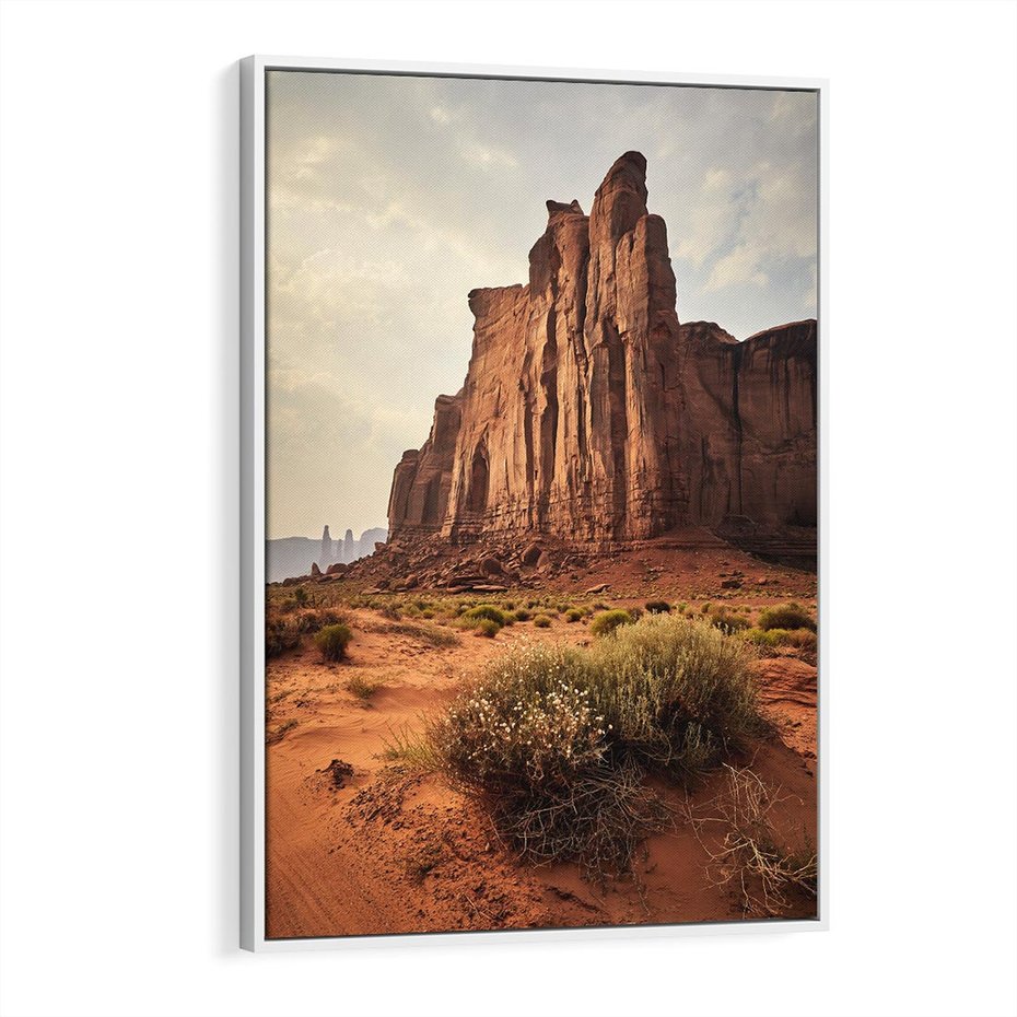 Obraz w ramie 70x100 - Pejzaż pustynnego kanionu - pustynia, kanion - rama biała