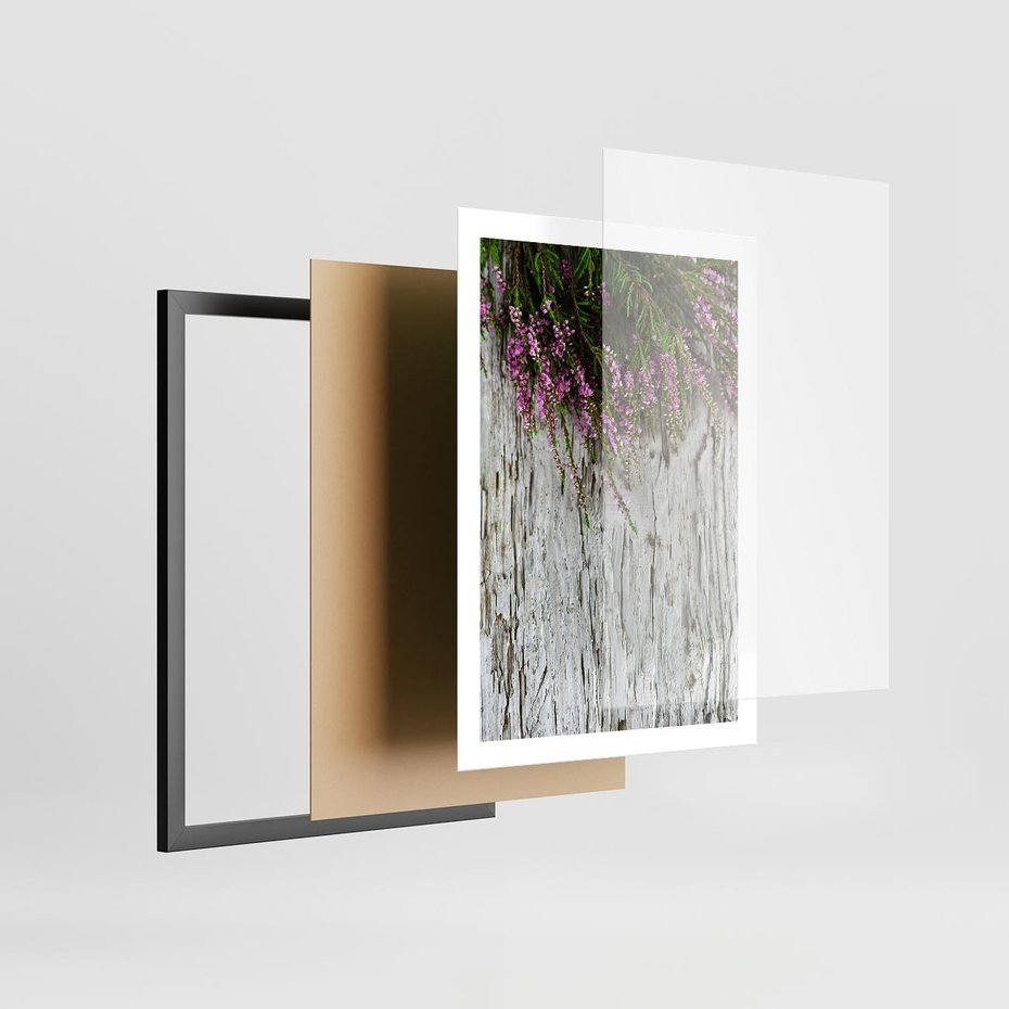 Plakat w ramie 50x70 - Fioletowe Wrzosy - wrzosy, fiolet - rama czarna