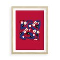 Plakat w ramie 50x70 - Kolorowe Przenikanie - abstrakcyjna kwiatowa kompozycja, czerwone mocne tło - rama drewno