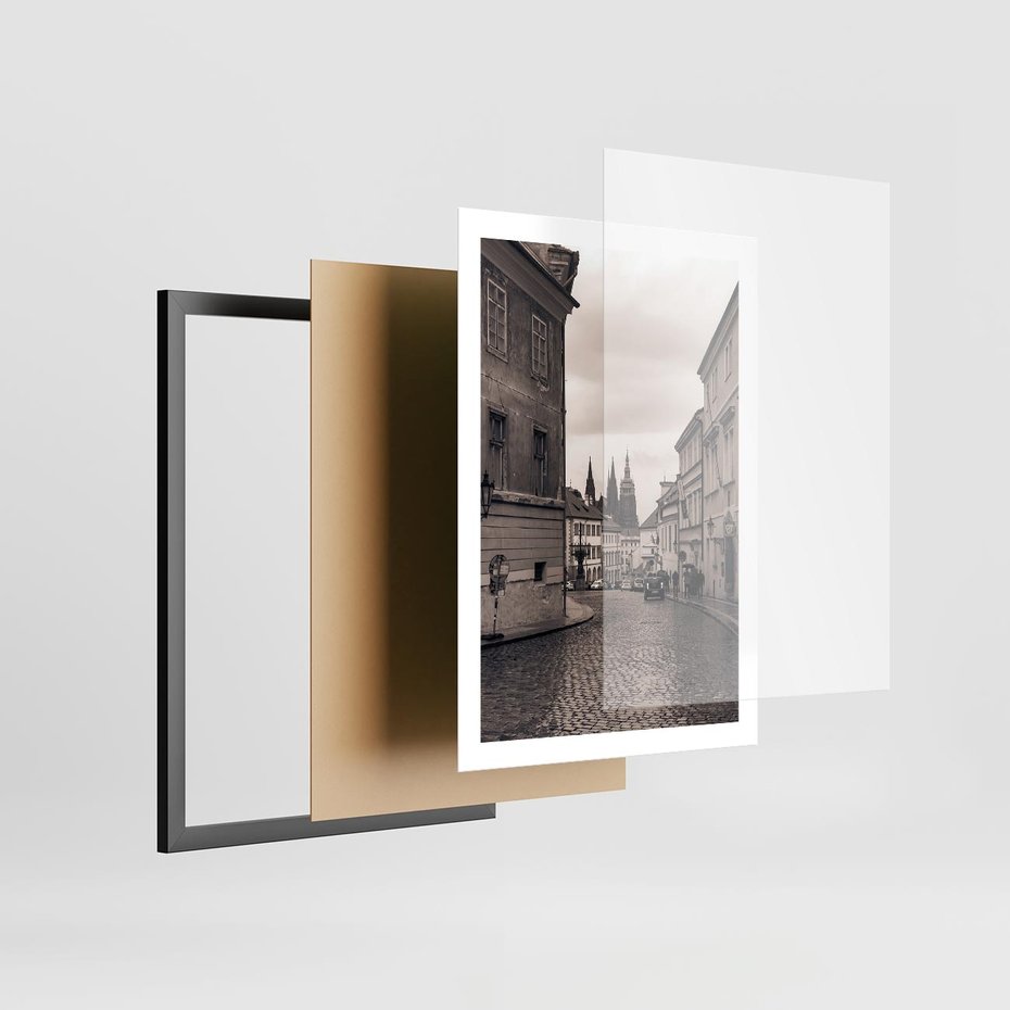 Plakat w ramie 50x70 - Przygoda Na Horyzoncie - uliczka, perspektywa - rama czarna