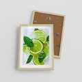 Plakat w ramie 30x40 - Ożywczy duet limonek i cytryn - limonki, cytryny - rama drewno