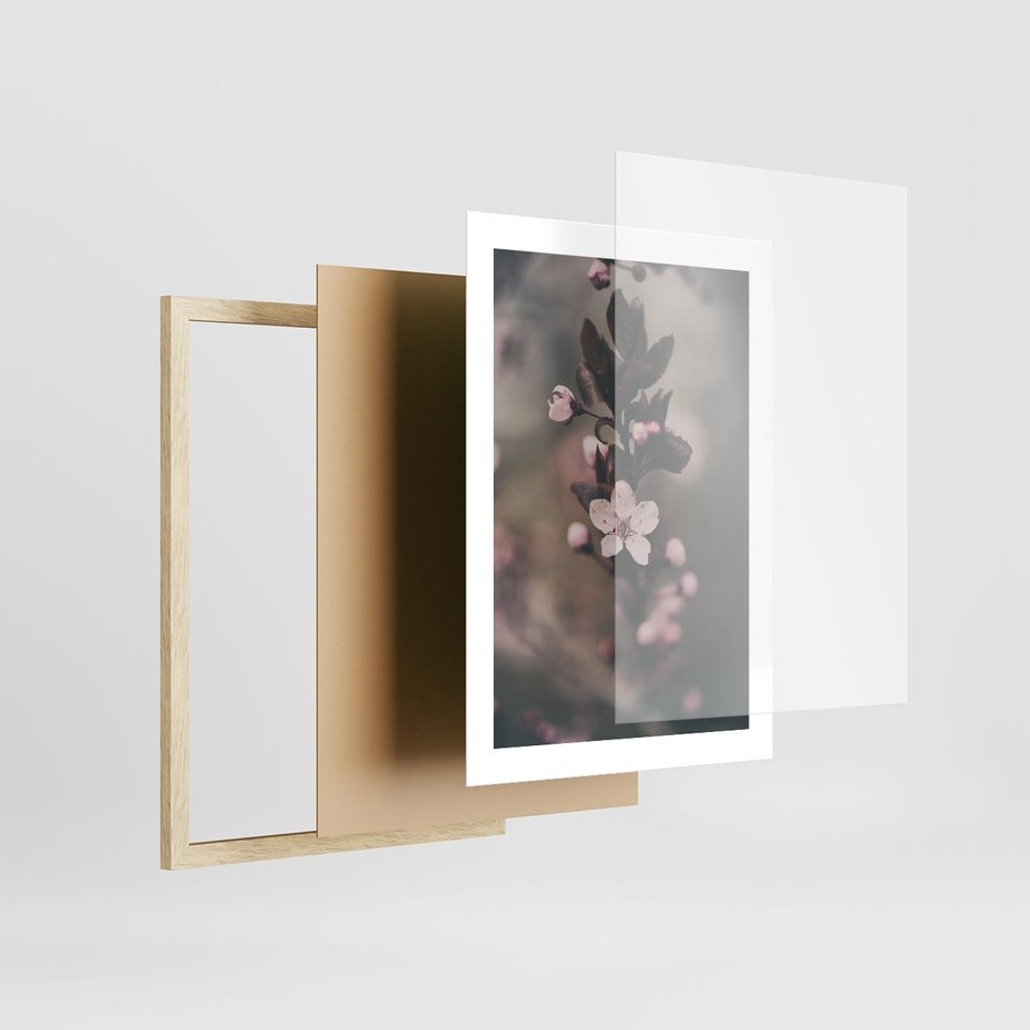 Plakat w ramie 30x40 - Przemijający Urok - kwitnąca, wiśnia - rama drewno