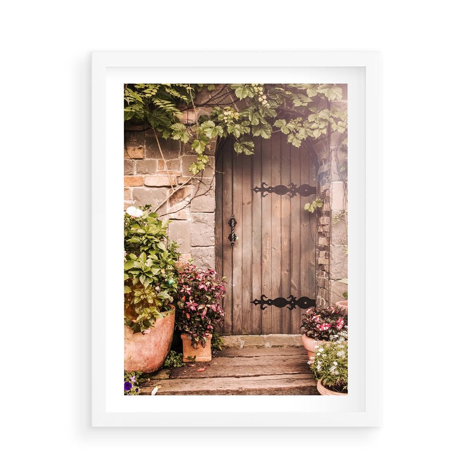 Plakat w ramie 50x70 - Stare drzwi pełne historii - drzwi, stare - rama biała