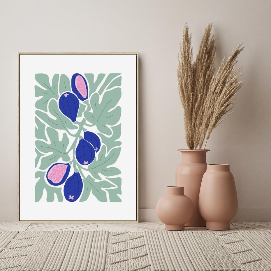 Obraz w ramie 80x120 - Figi Fioletu - figi, sztuka nowoczesna - rama drewno