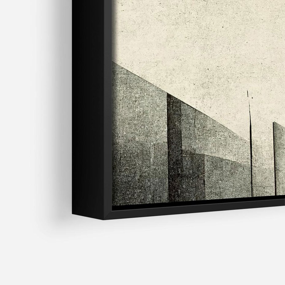Obraz w ramie 70x50 - Mroczne Wieżowce - postarzana grafika, perspektywa budynków wieżowców - rama czarna