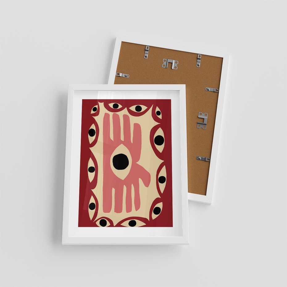 Plakat w ramie 30x40 - Migotliwe Kształty - abstrakcyjny obraz, boho styl - rama biała