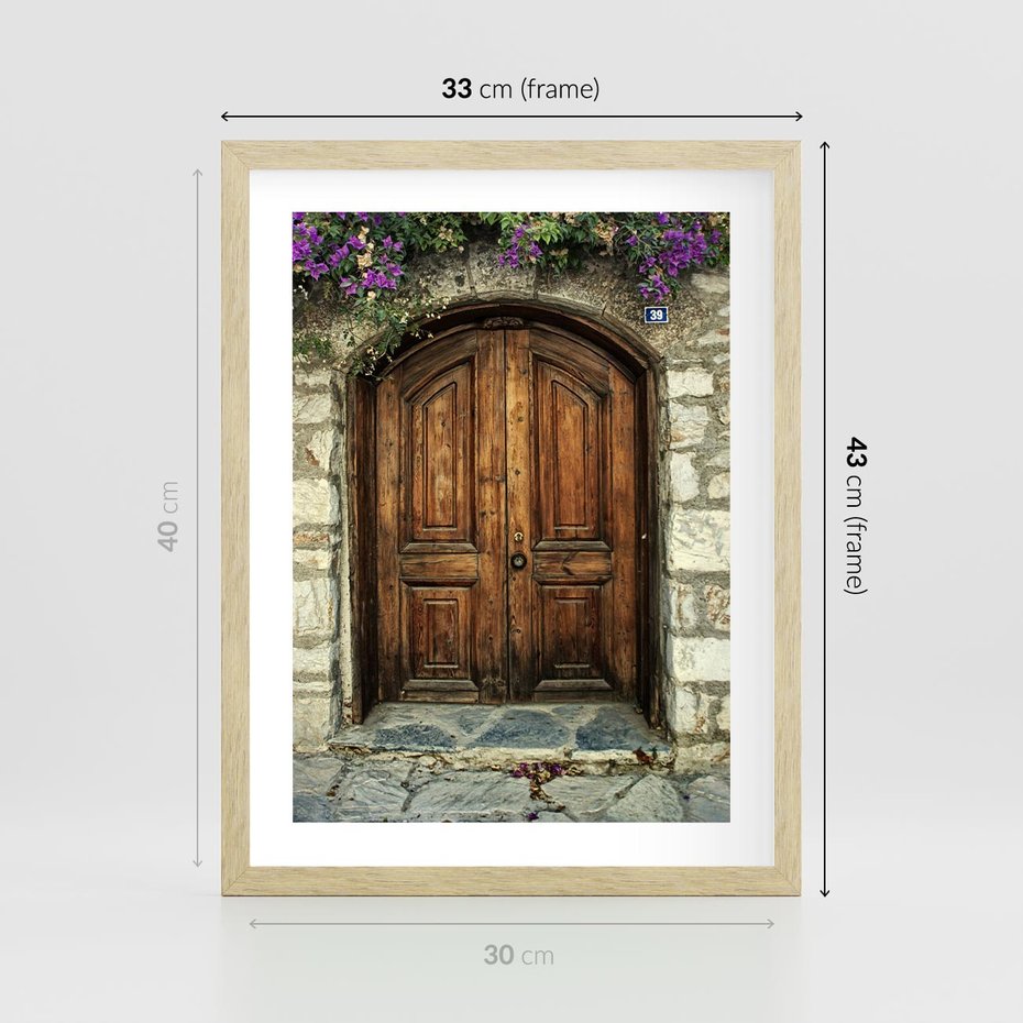 Plakat w ramie 30x40 - Tajemnicze stare drzwi - stare, drzwi - rama drewno