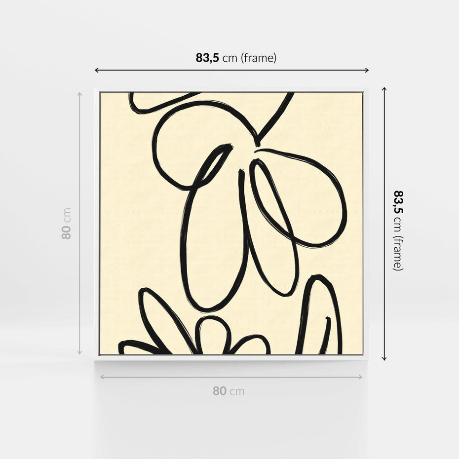 Obraz w ramie 80x80 - Złamane Granice - abstrakcyjna sztuka, przypominająca kwiat - rama biała