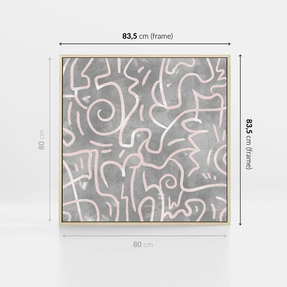 Obraz w ramie 80x80 - Sploty odblasków i zawirowań - abstrakcyjne rysunki, wzorek - rama drewno