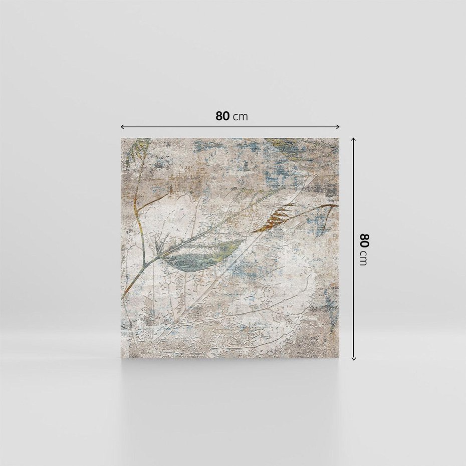 Obraz na płótnie 80x80 - Betonowe Wspomnienia Liści - odciski w betonie, odbitki