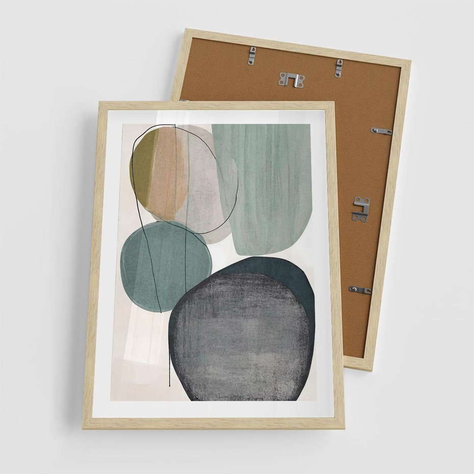 Plakat w ramie 50x70 - Plama za Plamą - abstrakcyjny obraz olejny, plamy - rama drewno