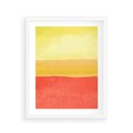 Plakat w ramie 40x50 - Rozmyte Odbicia - kolorowe akwarelowe pasy, odcienie żółci i czerwieni - rama biała
