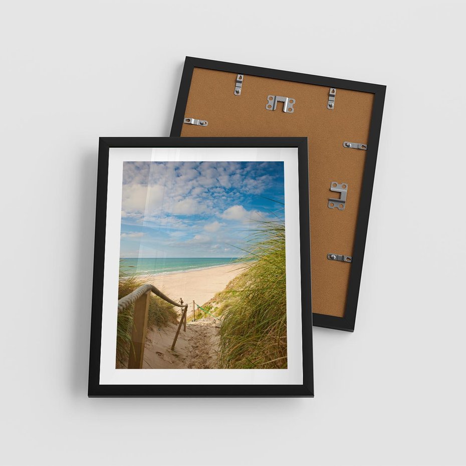 Plakat w ramie 40x50 - Spokojna plaża nad Bałtykiem - plaża, Bałtyk - rama czarna