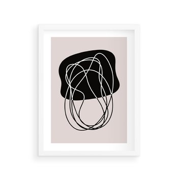 Plakat w ramie 40x50 - Abstrakcyjne Harmonie - abstrakcyjne szkicowane linie, minimalizm - rama biała