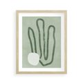 Plakat w ramie 40x50 - Spokojne Kształty Natury - zielona abstrakcja, zgaszona zieleń - rama drewno