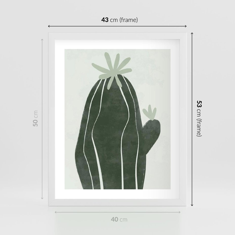 Plakat w ramie 40x50 - Zieleń Inspirującego Życia - zielony plakat, minimalizm - rama biała