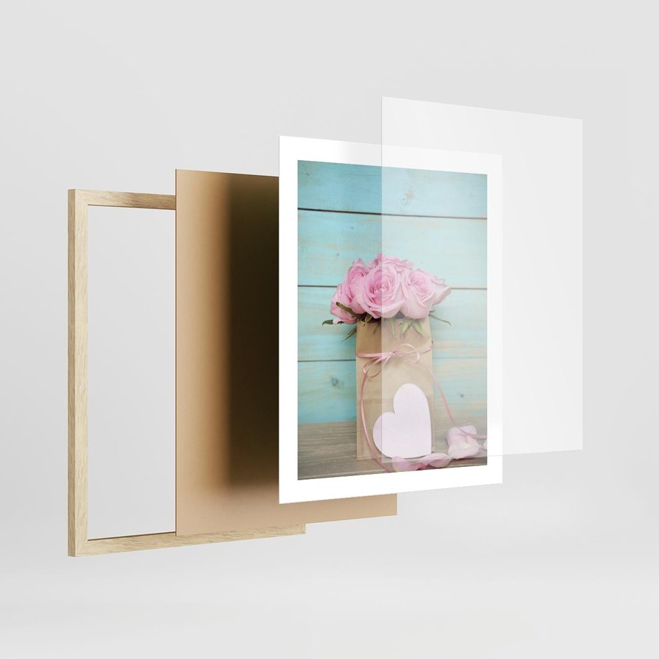 Plakat w ramie 40x50 - Uczucie W Pełnym Rozkwicie - kwiaty, romantyczne - rama drewno