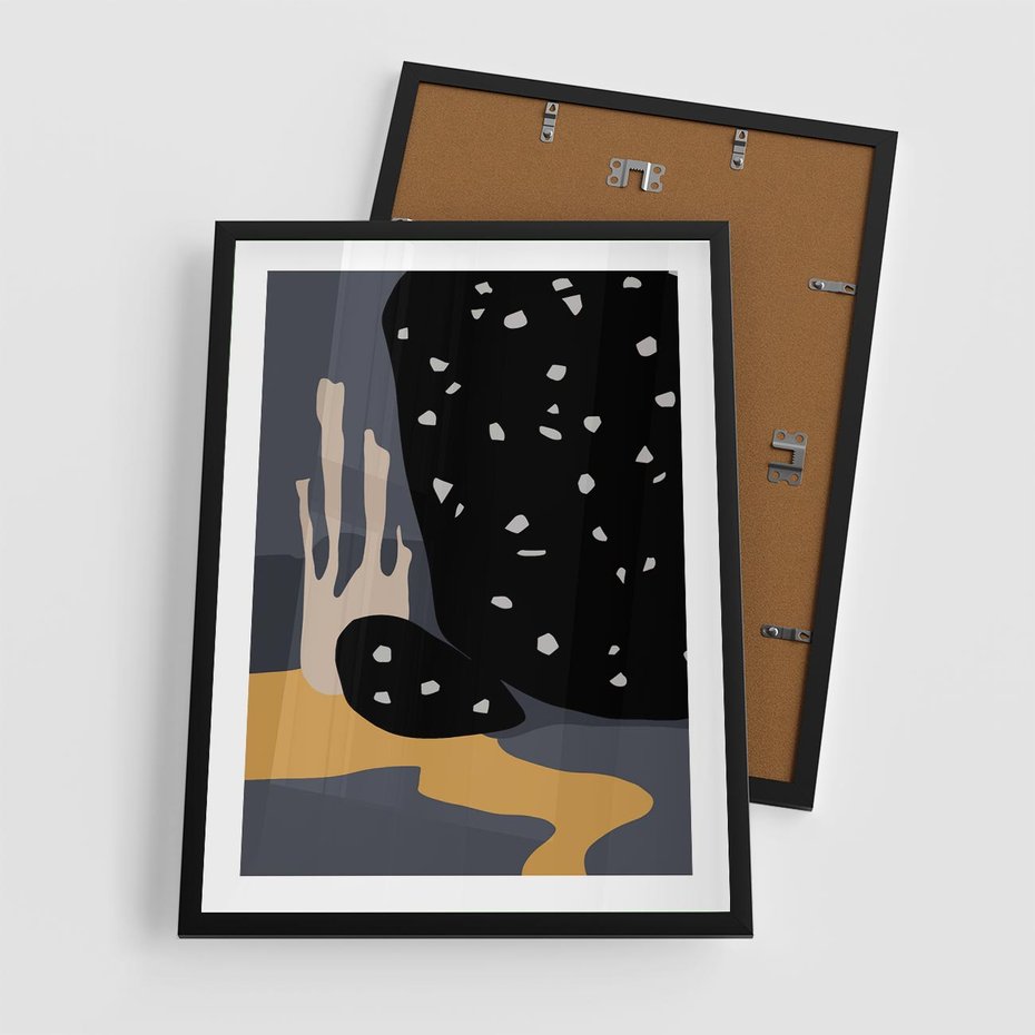 Plakat w ramie 50x70 - Formy Szarości - ciemny, mroczny plakat - rama czarna