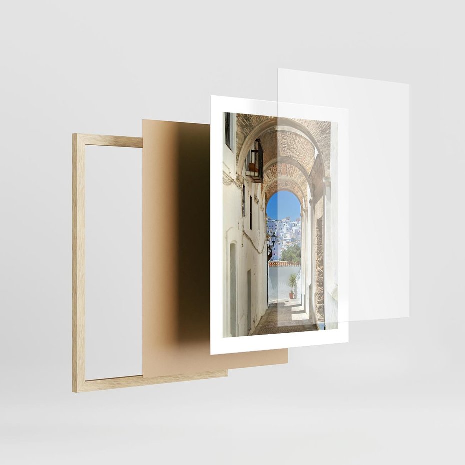 Plakat w ramie 30x40 - Romantyczna Przeprawa - romantyczna, uliczka - rama drewno